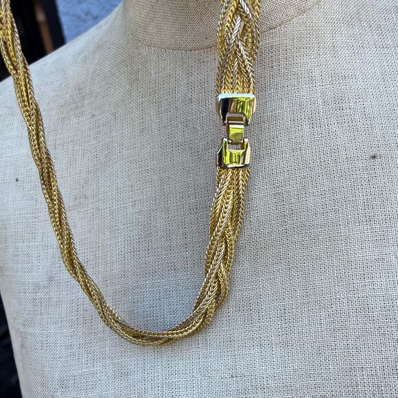Vintage Gold Braided Chunky Chain Necklace - Picture 3 of 4